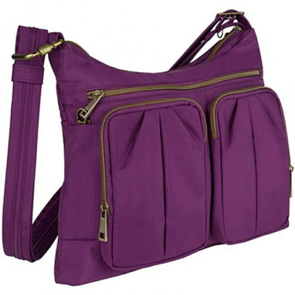 Travelon Anti-Theft Signature Twin Pocket Hobo Bag -  Lightweight.